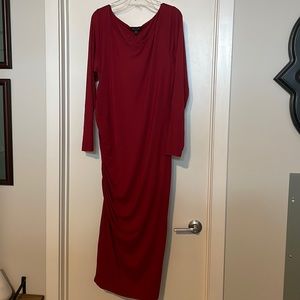 Red Side Rouched Maxi dress